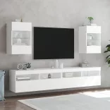 fehér falra szerelhető TV-szekrény LED-lámpákkal 40x30x60,5 cm