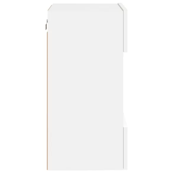 fehér falra szerelhető TV-szekrény LED-lámpákkal 40x30x60,5 cm