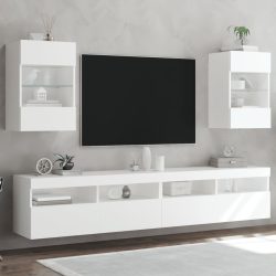   2 db fehér falra szerelhető TV-szekrény LED-ekkel 40x30x60,5 cm