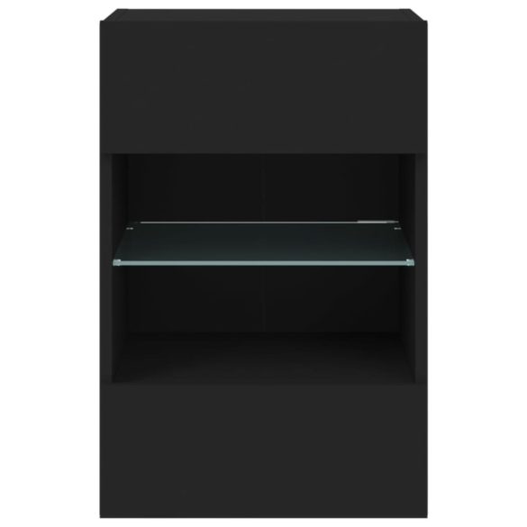 fekete fali TV-szekrény LED-világítással 40x30x60,5 cm