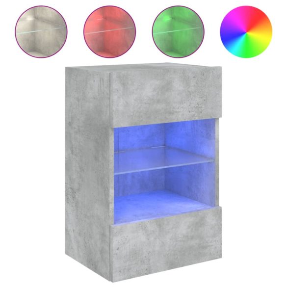 betonszürke falra szerelhető TV-szekrény LED-del 40x30x60,5 cm