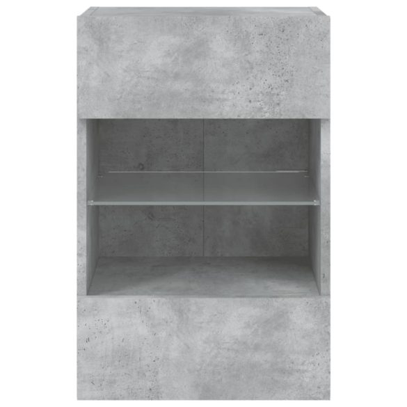 betonszürke falra szerelhető TV-szekrény LED-del 40x30x60,5 cm
