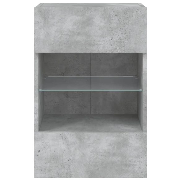 2 db betonszürke fali szekrények LED világítással TV-hez 40x30x60,5 cm