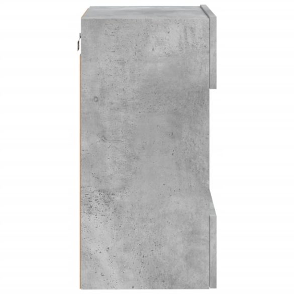 2 db betonszürke fali szekrények LED világítással TV-hez 40x30x60,5 cm