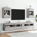 szürke sonoma színű fali TV-szekrény LED-del 40x30x60,5 cm