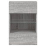 szürke sonoma színű fali TV-szekrény LED-del 40x30x60,5 cm