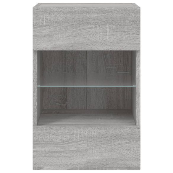 szürke sonoma színű fali TV-szekrény LED-del 40x30x60,5 cm