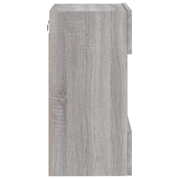 2 db szürke sonoma fali szekrények LED világítással TV-hez 40x30x60,5 cm