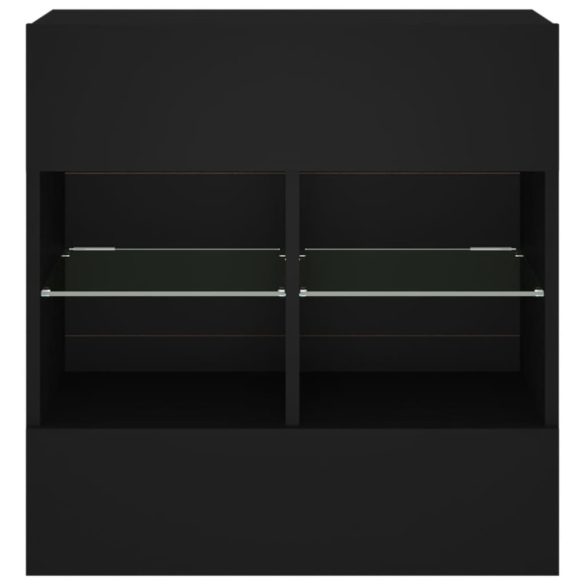 fekete falra szerelhető TV-szekrény LED-lámpákkal 58,5x30x60,5