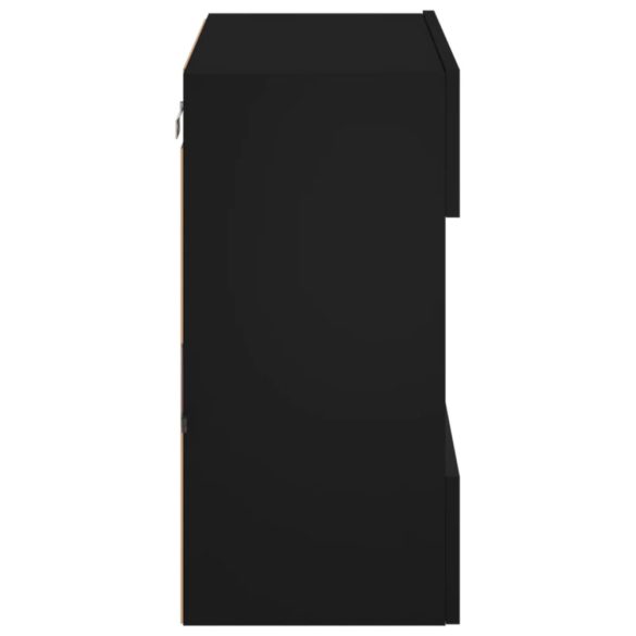 fekete falra szerelhető TV-szekrény LED-lámpákkal 58,5x30x60,5