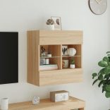 sonoma tölgy színű fali TV-szekrény LED-del 58,5x30x60,5 cm