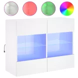 fehér falra szerelhető TV-szekrény LED-lámpákkal 78,5x30x60,5cm