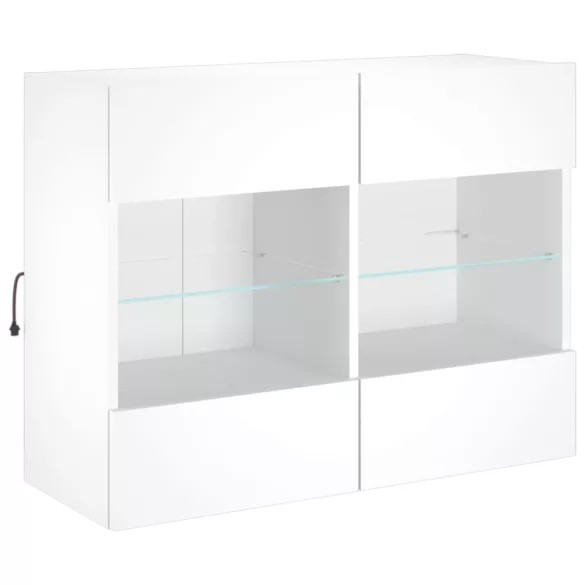 fehér falra szerelhető TV-szekrény LED-lámpákkal 78,5x30x60,5cm