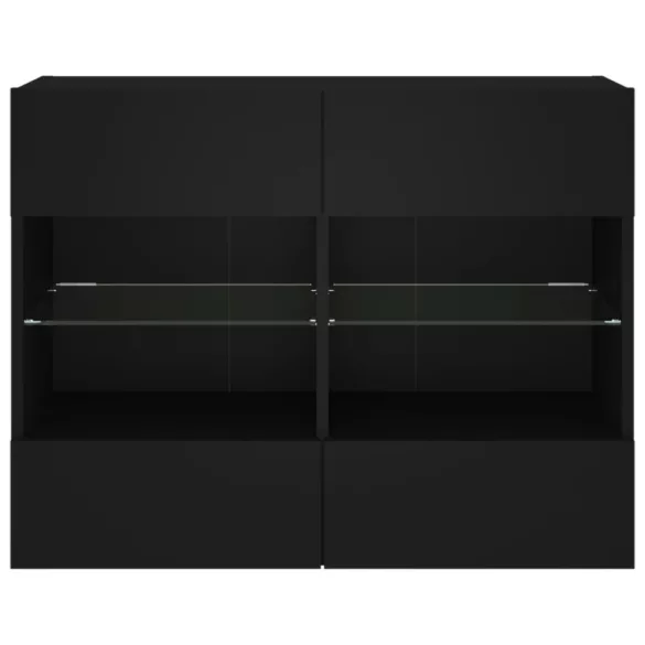 fekete fali TV-szekrény LED-világítással 78,5x30x60,5 cm