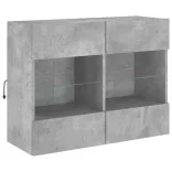 betonszürke falra szerelhető TV-szekrény LED-del 78,5x30x60,5cm