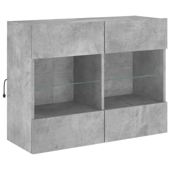 betonszürke falra szerelhető TV-szekrény LED-del 78,5x30x60,5cm