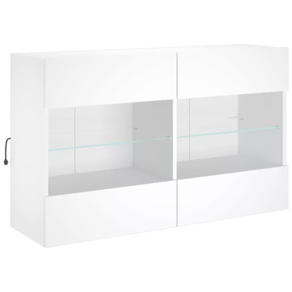 fehér fali TV-szekrény LED-világítással 98,5x30x60,5 cm