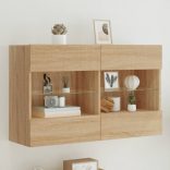 sonoma tölgy színű fali TV-szekrény LED-del 98,5x30x60,5 cm