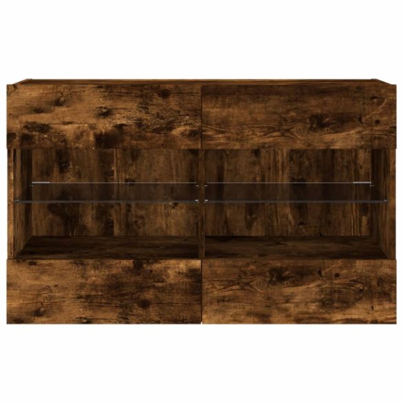 füstös tölgy színű fali TV-szekrény LED-ekkel 98,5x30x60,5 cm