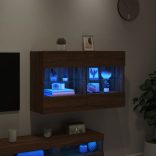 barna tölgyszínű fali TV-szekrény LED-del 98,5x30x60,5 cm