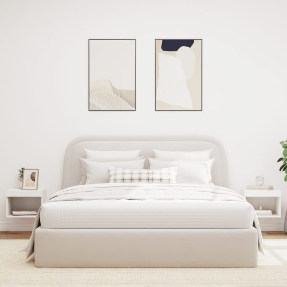 2 db fehér falra szerelhető éjjeliszekrény LED-világítással