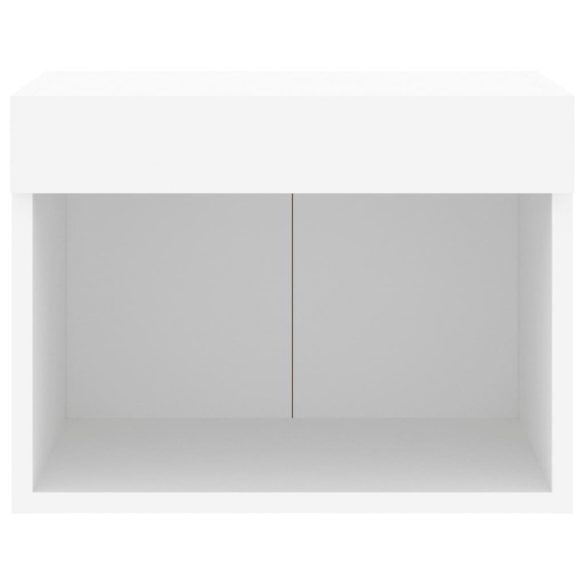 2 db fehér falra szerelhető éjjeliszekrény LED-világítással