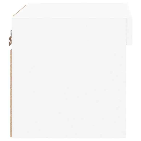 2 db fehér falra szerelhető éjjeliszekrény LED-világítással