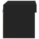 fekete falra szerelhető éjjeliszekrény LED lámpákkal