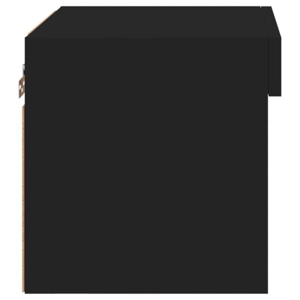 fekete falra szerelhető éjjeliszekrény LED lámpákkal