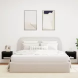 2 db fekete falra szerelhető éjjeliszekrény LED-világítással