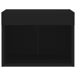 2 db fekete falra szerelhető éjjeliszekrény LED-világítással