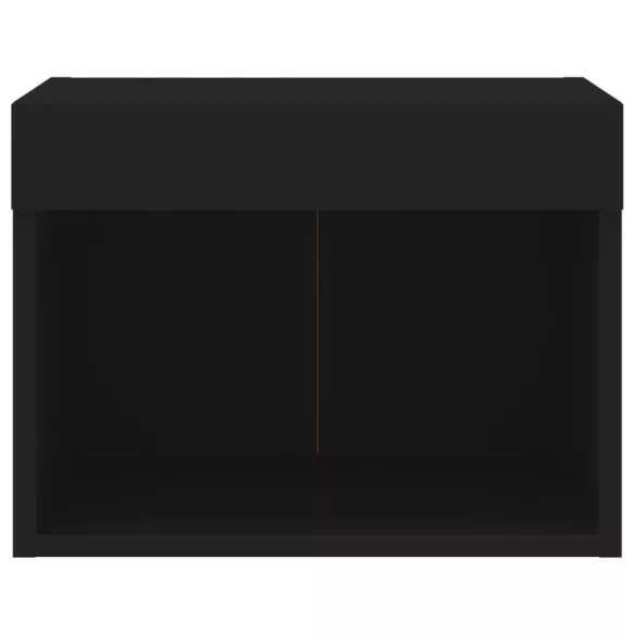 2 db fekete falra szerelhető éjjeliszekrény LED-világítással