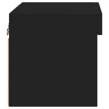 2 db fekete falra szerelhető éjjeliszekrény LED-világítással