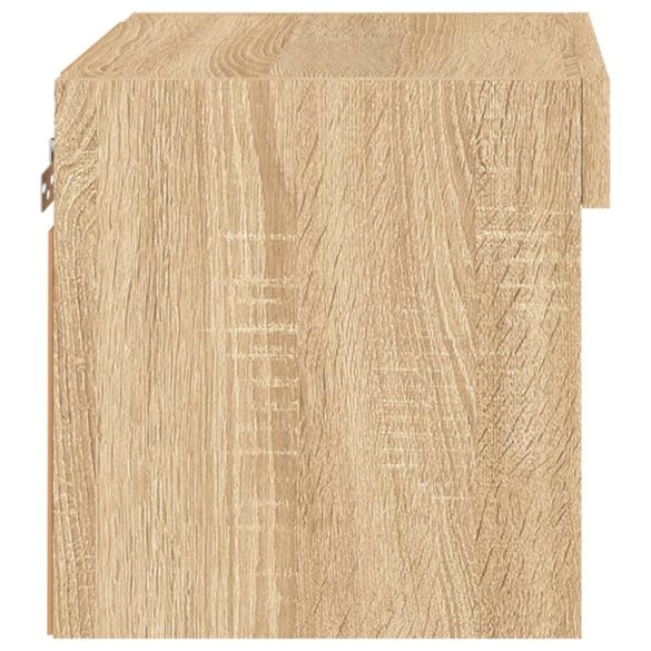 sonoma tölgyszínű falra szerelhető éjjeliszekrény LED lámpákkal