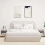 2 db szürke sonoma színű fali éjjeliszekrény LED-világítással