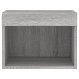 2 db szürke sonoma színű fali éjjeliszekrény LED-világítással