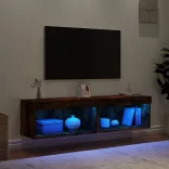 2 db füstös tölgy színű TV-szekrény LED-ekkel 60 x 30 x 30 cm