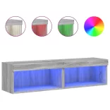 2 db szürke sonoma színű TV-szekrény LED-ekkel 60x30x30 cm