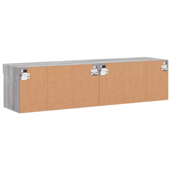 2 db szürke sonoma színű TV-szekrény LED-ekkel 60x30x30 cm