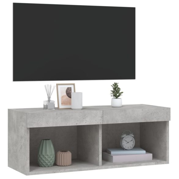 betonszürke TV-szekrény LED-világítással 80 x 30 x 30 cm