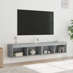  2 db betonszürke TV-szekrény LED-világítással 80x30x30 cm