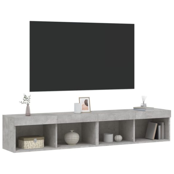 2 db betonszürke TV-szekrény LED-világítással 80x30x30 cm