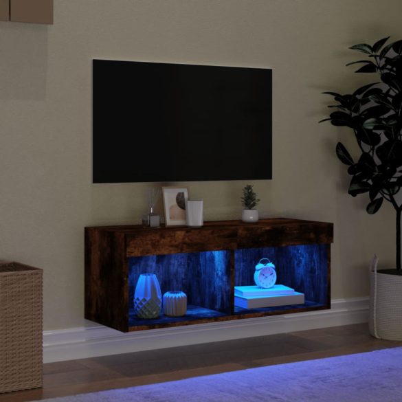 füstös tölgy színű TV-szekrény LED-világítással 80 x 30 x 30 cm