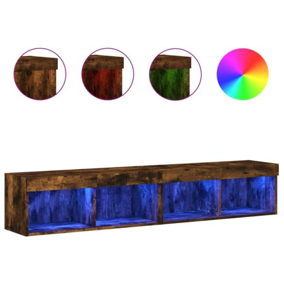 2 db füstös tölgy színű TV-szekrény LED-ekkel 80 x 30 x 30 cm