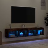 2 db füstös tölgy színű TV-szekrény LED-ekkel 80 x 30 x 30 cm