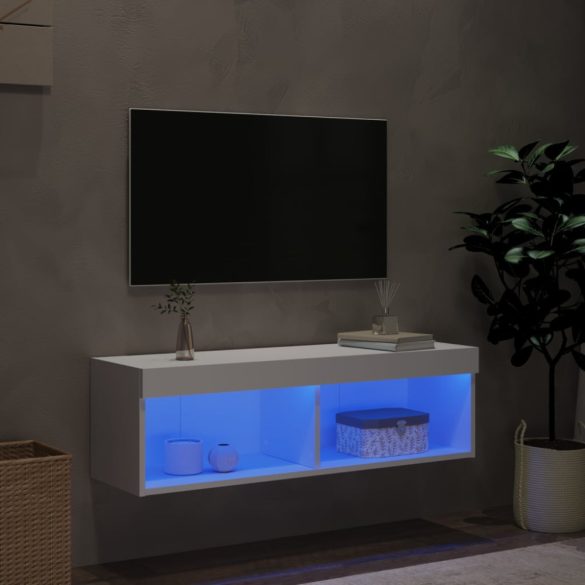 fehér TV-szekrény LED-világítással 100 x 30 x 30 cm