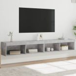 2 db betonszürke TV-szekrény LED-világítással 100x30x30 cm