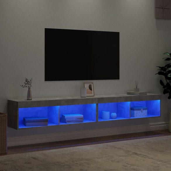 2 db betonszürke TV-szekrény LED-világítással 100x30x30 cm