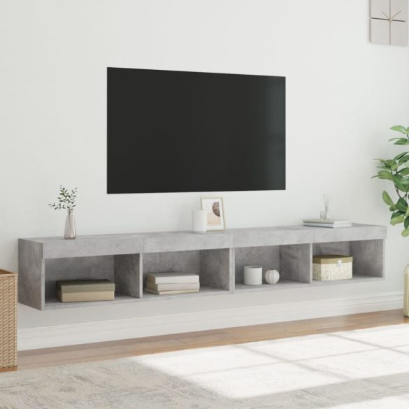 2 db betonszürke TV-szekrény LED-világítással 100x30x30 cm