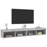 2 db betonszürke TV-szekrény LED-világítással 100x30x30 cm